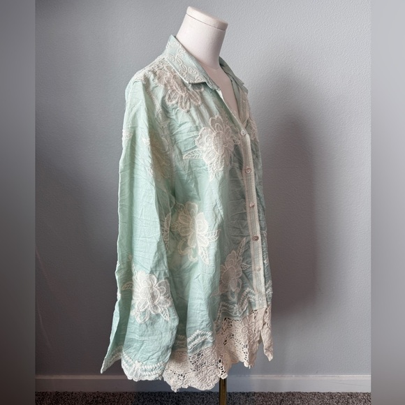 POL Mint Green Floral Lace Top - Picture 4 of 6